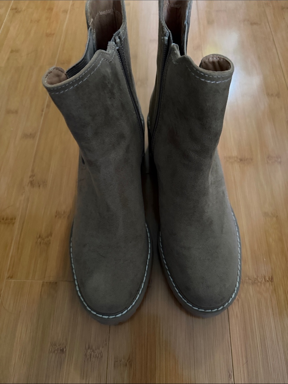 Universal Thread Taupe Suede Heeled Ankle Boots